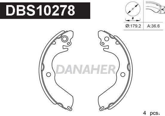 Danaher DBS10278 - Комплект гальм, барабанний механізм autozip.com.ua