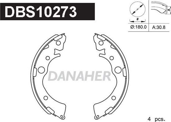 Danaher DBS10273 - Комплект гальм, барабанний механізм autozip.com.ua