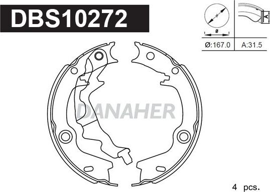 Danaher DBS10272 - Комплект гальм, ручник, парковка autozip.com.ua