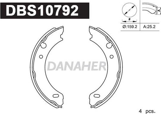 Danaher DBS10792 - Комплект гальм, ручник, парковка autozip.com.ua