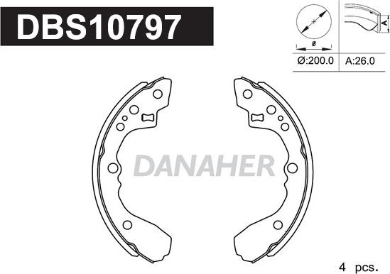 Danaher DBS10797 - Комплект гальм, барабанний механізм autozip.com.ua