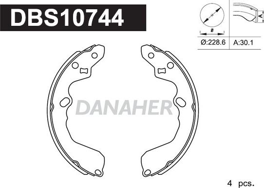 Danaher DBS10744 - Комплект гальм, барабанний механізм autozip.com.ua