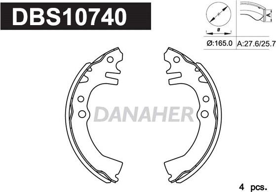 Danaher DBS10740 - Комплект гальм, барабанний механізм autozip.com.ua