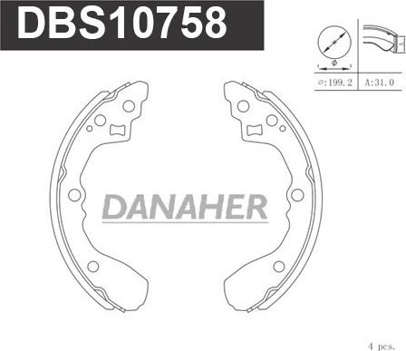 Danaher DBS10758 - Комплект гальм, барабанний механізм autozip.com.ua