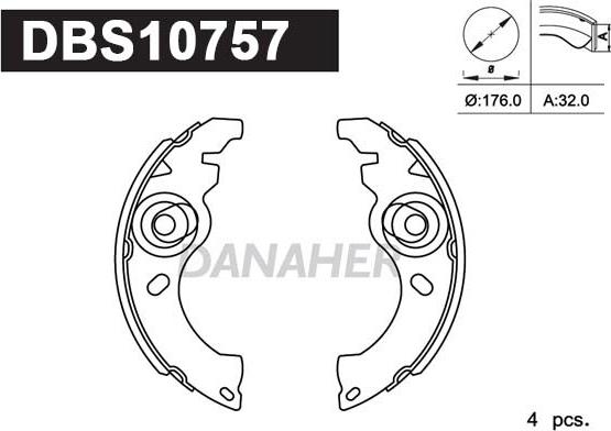 Danaher DBS10757 - Комплект гальм, барабанний механізм autozip.com.ua