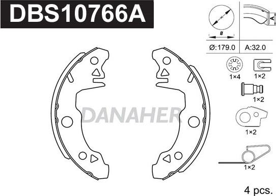 Danaher DBS10766A - Комплект гальм, барабанний механізм autozip.com.ua