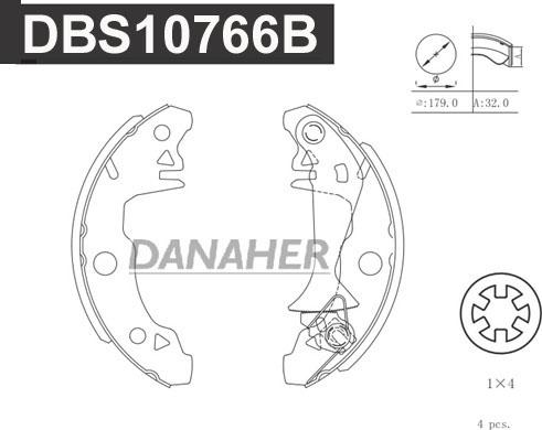 Danaher DBS10766B - Комплект гальм, барабанний механізм autozip.com.ua