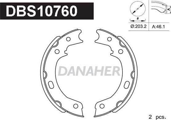 Danaher DBS10760 - Комплект гальм, ручник, парковка autozip.com.ua