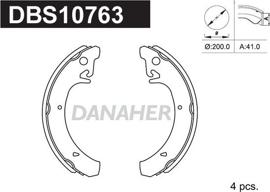Danaher DBS10763 - Комплект гальм, барабанний механізм autozip.com.ua