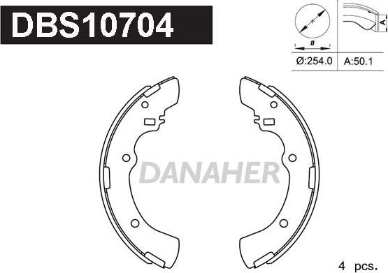 Danaher DBS10704 - Комплект гальм, барабанний механізм autozip.com.ua