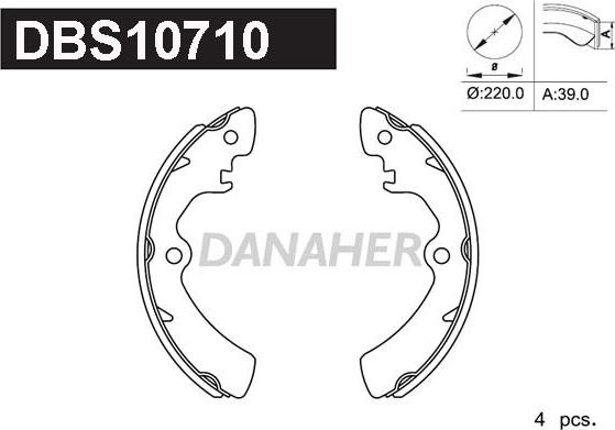 Danaher DBS10710 - Комплект гальм, барабанний механізм autozip.com.ua