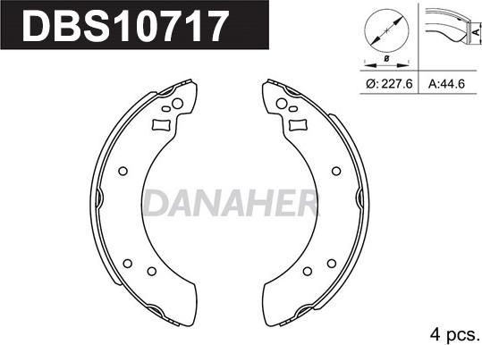 Danaher DBS10717 - Комплект гальм, барабанний механізм autozip.com.ua