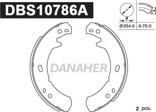 Danaher DBS10786A - Комплект гальм, ручник, парковка autozip.com.ua