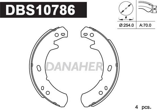 Danaher DBS10786 - Комплект гальм, ручник, парковка autozip.com.ua