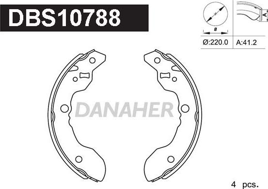 Danaher DBS10788 - Комплект гальм, барабанний механізм autozip.com.ua