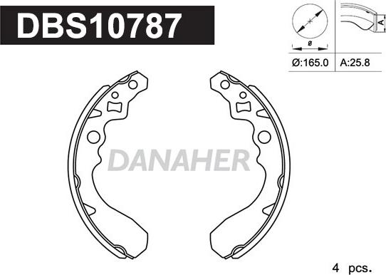 Danaher DBS10787 - Комплект гальм, барабанний механізм autozip.com.ua