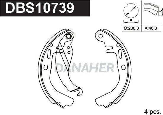 Danaher DBS10739 - Комплект гальм, барабанний механізм autozip.com.ua