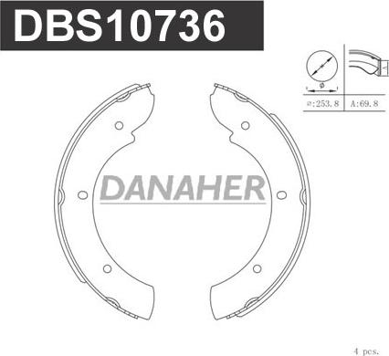 Danaher DBS10736 - Комплект гальм, ручник, парковка autozip.com.ua