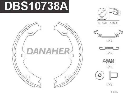 Danaher DBS10738A - Комплект гальм, ручник, парковка autozip.com.ua