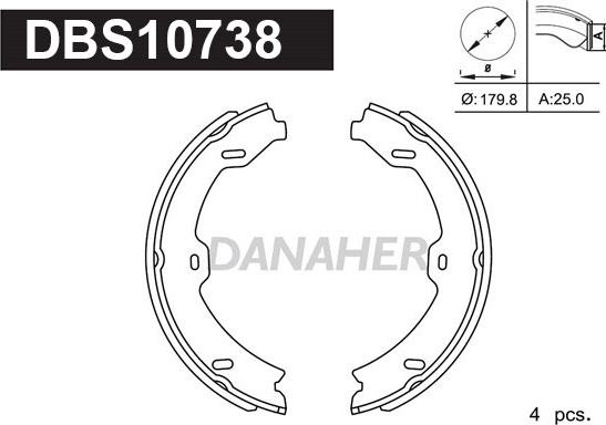 Danaher DBS10738 - Комплект гальм, ручник, парковка autozip.com.ua