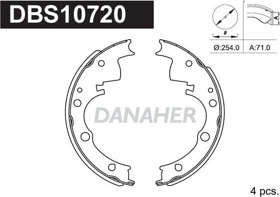 Danaher DBS10720 - Комплект гальм, барабанний механізм autozip.com.ua