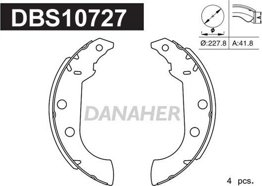 Danaher DBS10727 - Комплект гальм, барабанний механізм autozip.com.ua