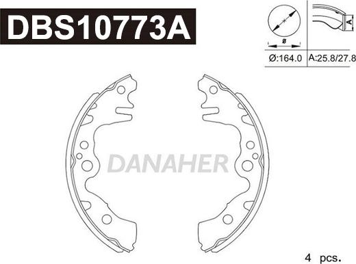 Danaher DBS10773A - Комплект гальм, барабанний механізм autozip.com.ua