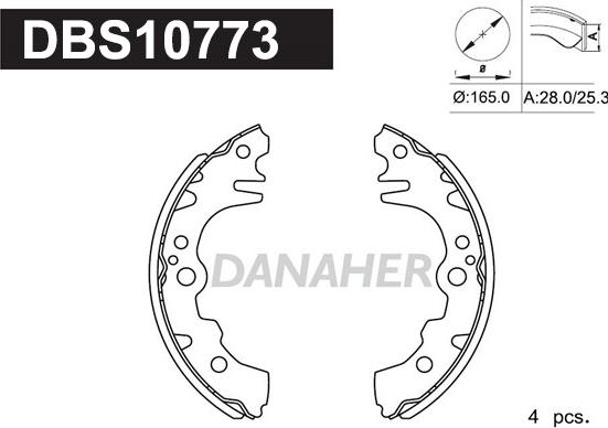 Danaher DBS10773 - Комплект гальм, барабанний механізм autozip.com.ua