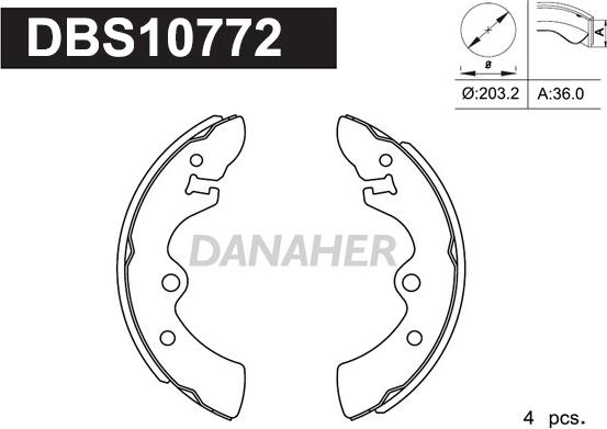Danaher DBS10772 - Комплект гальм, барабанний механізм autozip.com.ua