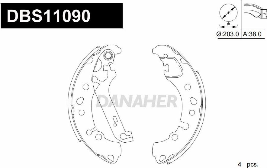 Danaher DBS11090 - Комплект гальм, барабанний механізм autozip.com.ua