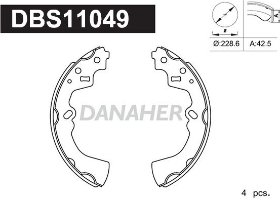 Danaher DBS11049 - Комплект гальм, барабанний механізм autozip.com.ua