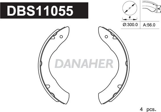 Danaher DBS11055 - Комплект гальм, барабанний механізм autozip.com.ua