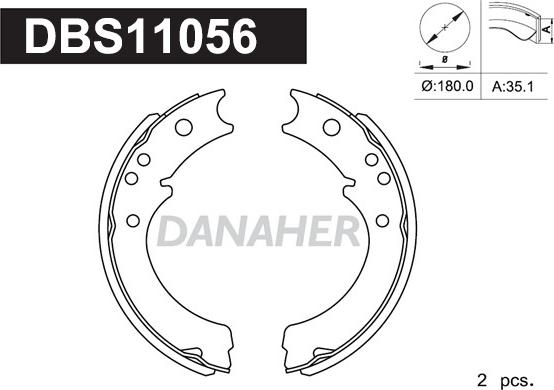 Danaher DBS11056 - Комплект гальм, ручник, парковка autozip.com.ua