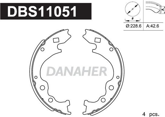 Danaher DBS11051 - Комплект гальм, барабанний механізм autozip.com.ua
