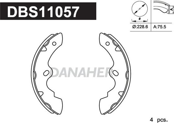 Danaher DBS11057 - Комплект гальм, барабанний механізм autozip.com.ua