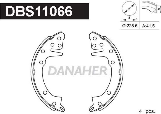 Danaher DBS11066 - Комплект гальм, барабанний механізм autozip.com.ua