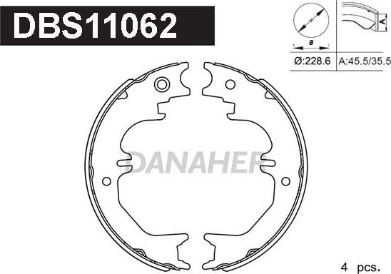 Danaher DBS11062 - Комплект гальм, ручник, парковка autozip.com.ua