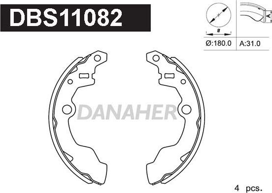 Danaher DBS11082 - Комплект гальм, барабанний механізм autozip.com.ua