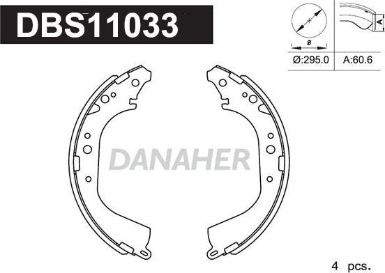 Danaher DBS11033 - Комплект гальм, барабанний механізм autozip.com.ua