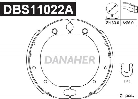 Danaher DBS11022A - Комплект гальм, ручник, парковка autozip.com.ua