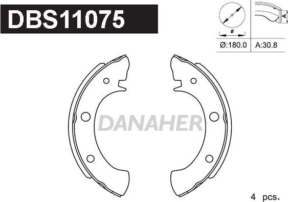 Danaher DBS11075 - Комплект гальм, барабанний механізм autozip.com.ua