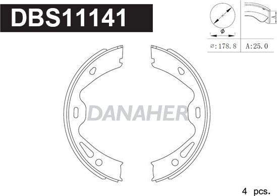 Danaher DBS11141 - Комплект гальм, ручник, парковка autozip.com.ua