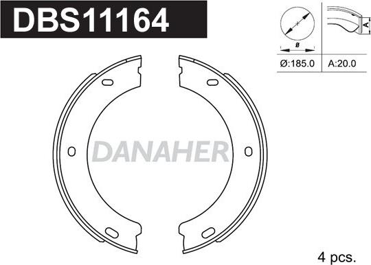 Danaher DBS11164 - Комплект гальм, ручник, парковка autozip.com.ua