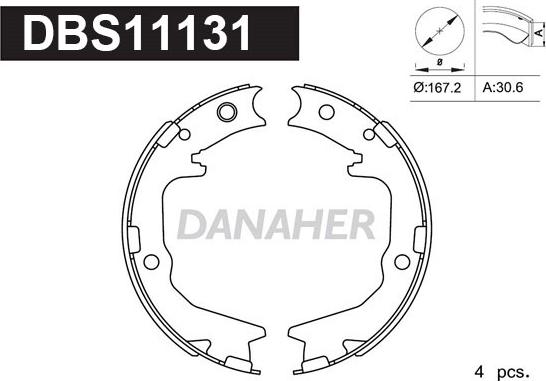 Danaher DBS11131 - Комплект гальм, ручник, парковка autozip.com.ua