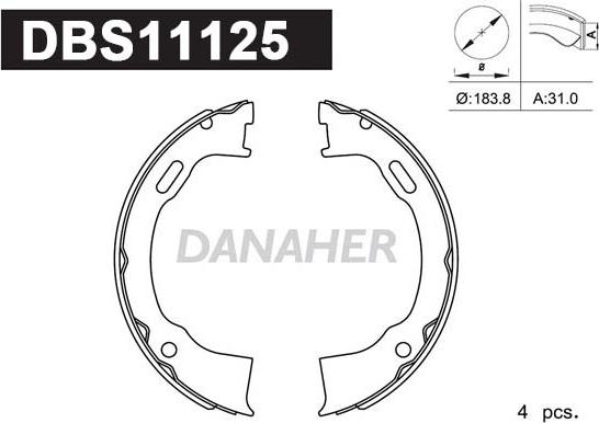 Danaher DBS11125 - Комплект гальм, ручник, парковка autozip.com.ua