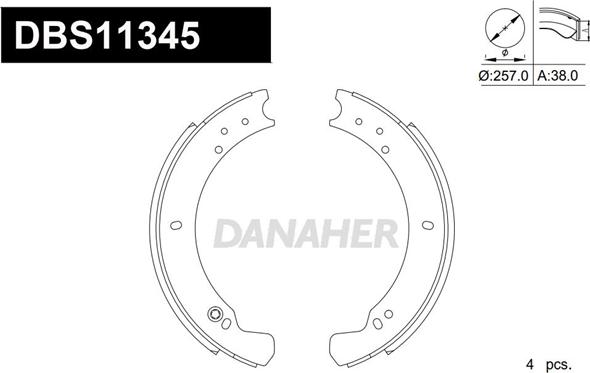 Danaher DBS11345 - Комплект гальм, барабанний механізм autozip.com.ua