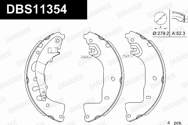 Danaher DBS11354 - Комплект гальм, барабанний механізм autozip.com.ua
