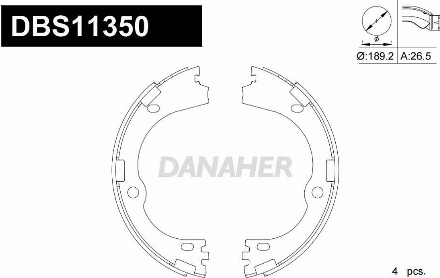 Danaher DBS11350 - Комплект гальм, барабанний механізм autozip.com.ua