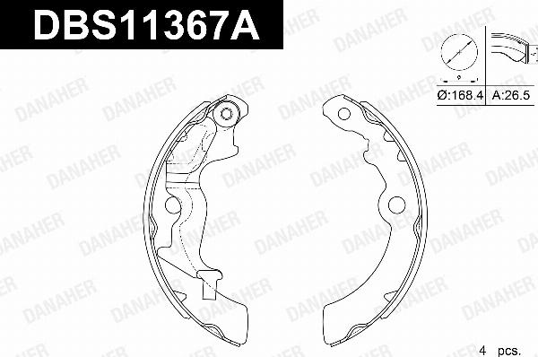 Danaher DBS11367A - Комплект гальм, барабанний механізм autozip.com.ua