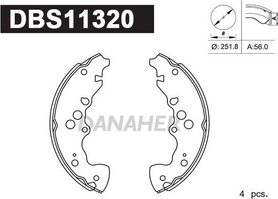 Danaher DBS11320 - Комплект гальм, барабанний механізм autozip.com.ua